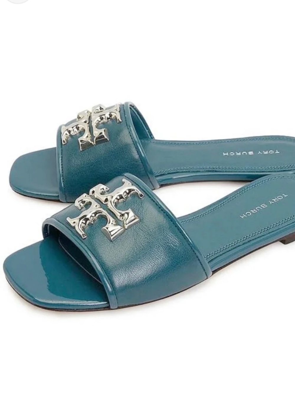 Tory Burch Eleanor Leather Slide Brisk Blue size 8.5